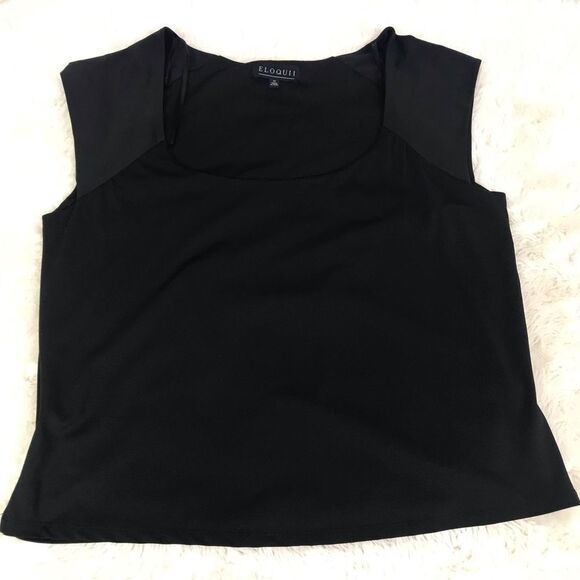ELOQUII Black Cropped Scoop Neck Tank Top Blouse Classic Office Plus Size 22 - Picture 5 of 7